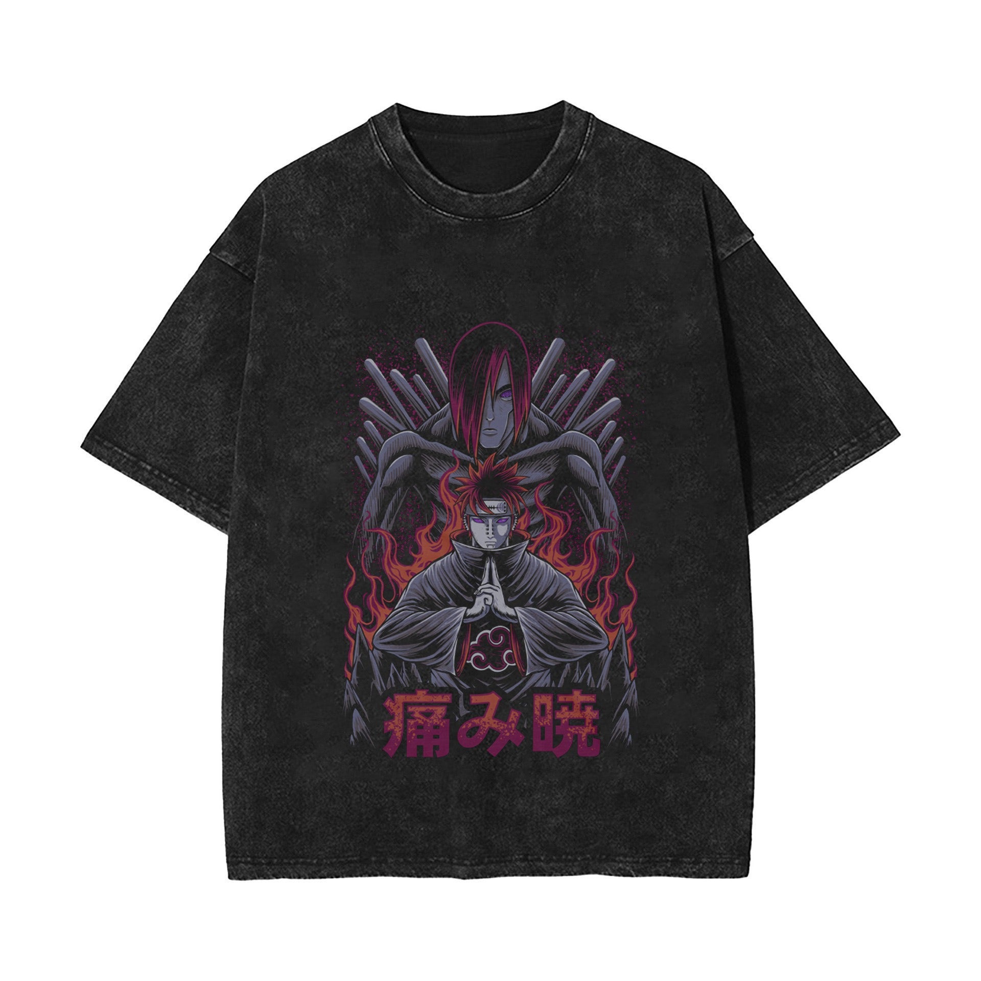 New summer anime Naruto Sasuke European and American washed vintage short sleeved T-shirt
