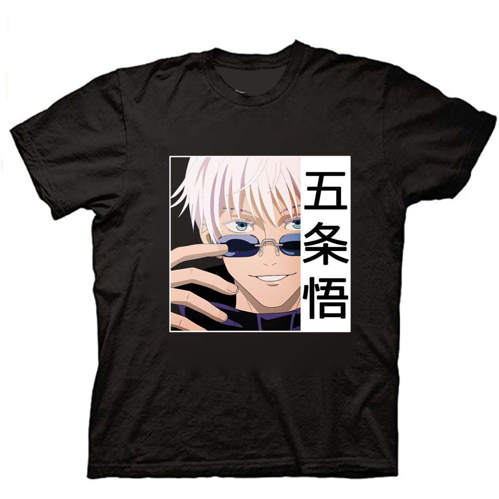 Jujutsu Kaisen Gojo Satoru Printed Black Short Sleeve T-Shirt