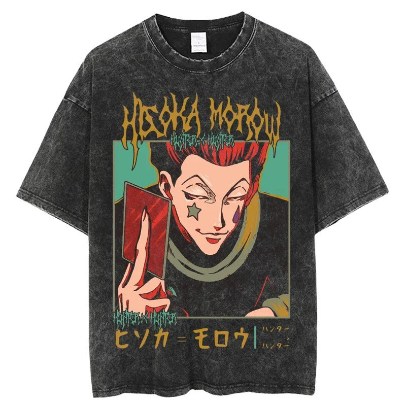 Anime Hunter x Hunter Printed T-Shirt Summer Cotton Washed Vintage Short Sleeve Top