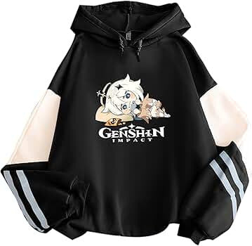 Hooded Sweatshirt with Genshin Impact Print for Men and Women Long Sleeve Casual Jacket Spliced Top