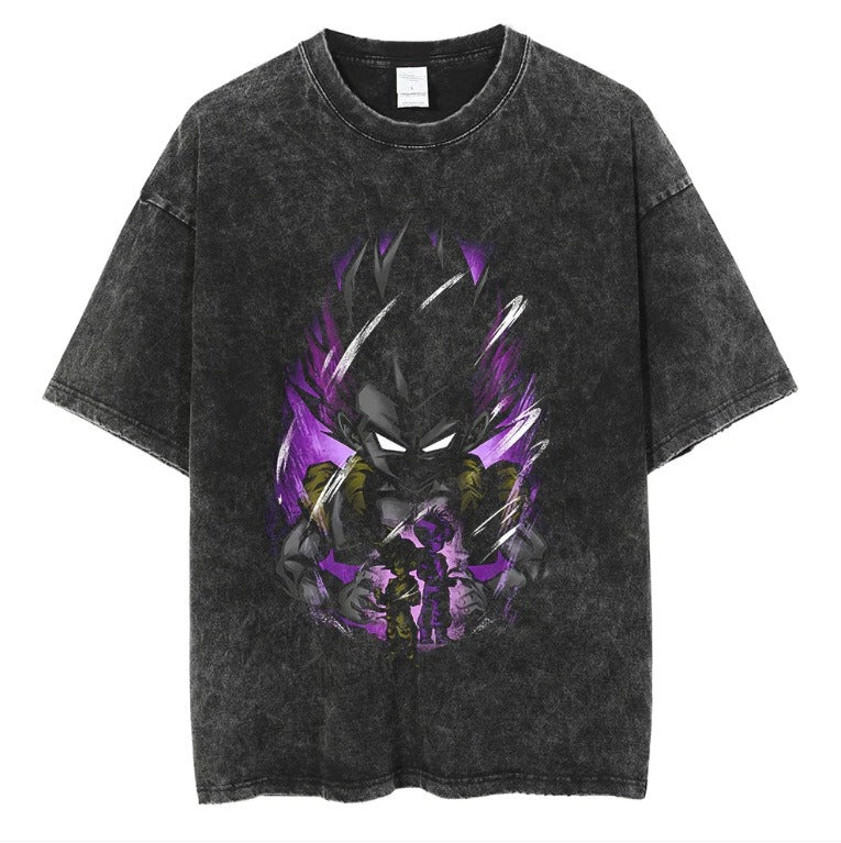 Japanese anime cartoon Dragon Ball oversize high street vintage washed wax dyed direct spray printed short sleeved T-shirt
