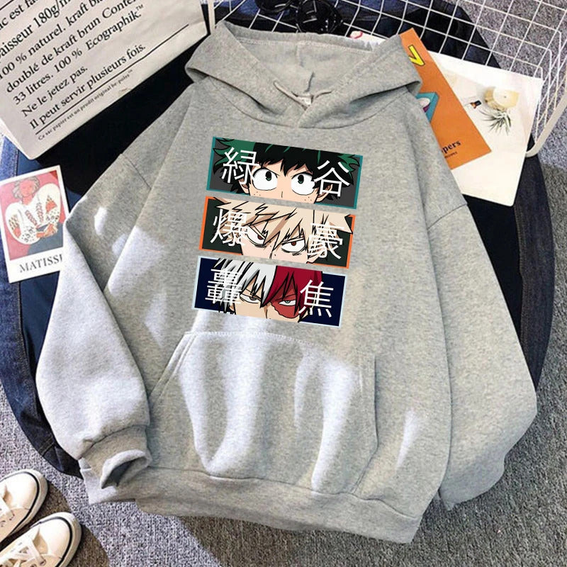 Anime My Hero Academia Bakugo Katsuki Printed Hooded Sweatshirt Unisex Long Sleeve Casual Jacket