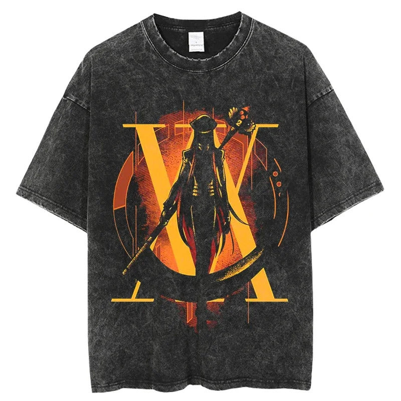 Anime Hunter x Hunter Printed T-Shirt Summer Cotton Washed Vintage Short Sleeve Top