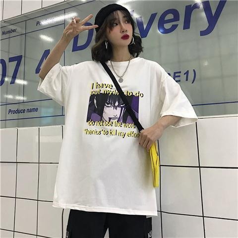 INS Diablo Naruto Uchibo with Earth Anime Print Loose Short sleeved T-shirt for Men and Women Short sleeved Couple