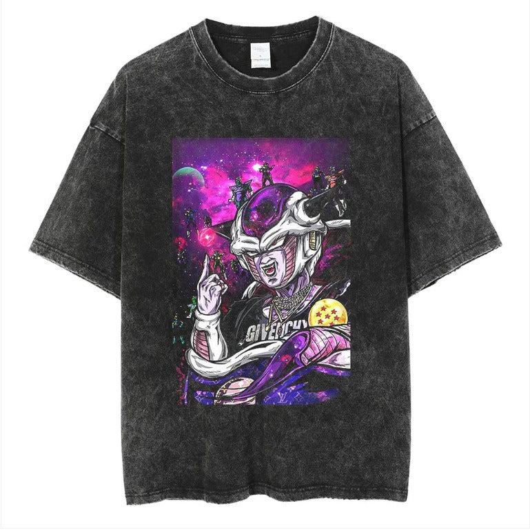 Japanese anime cartoon Dragon Ball oversize high street vintage washed wax dyed direct spray printed short sleeved T-shirt