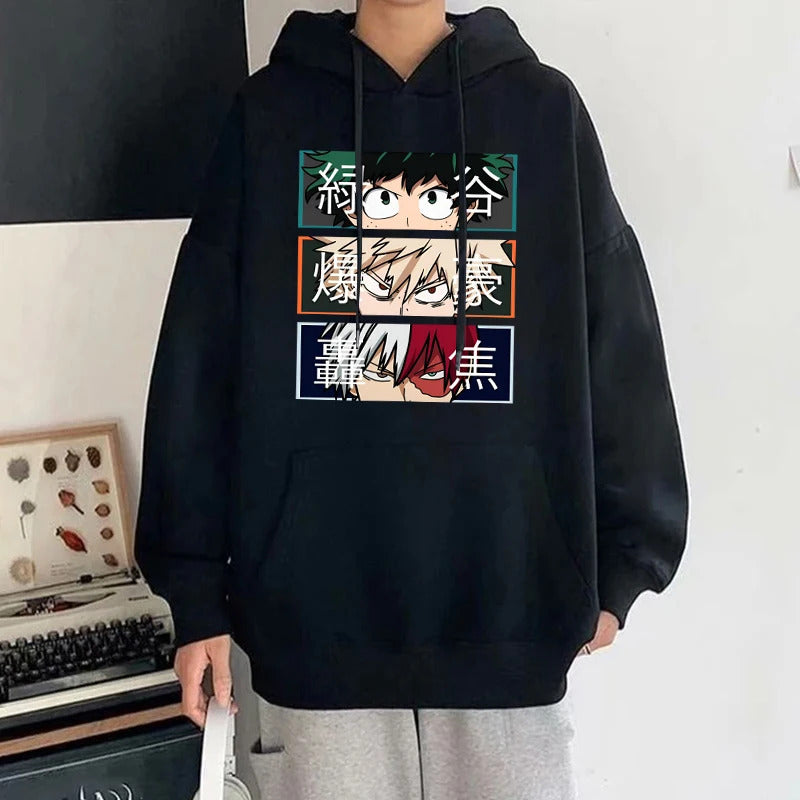 Anime My Hero Academia Bakugo Katsuki Printed Hooded Sweatshirt Unisex Long Sleeve Casual Jacket