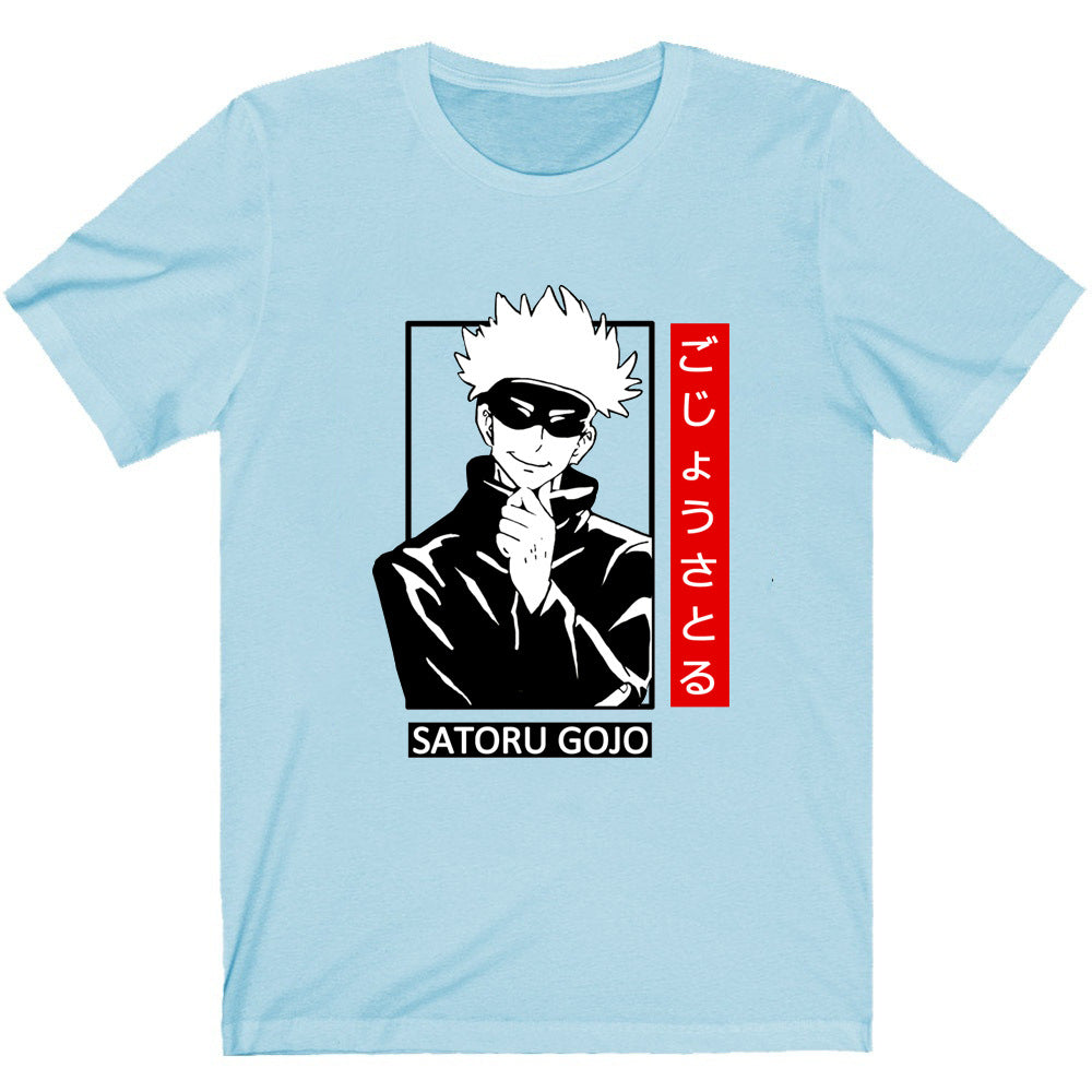 Jujutsu Kaisen Gojo Satoru Printed Black Short Sleeve T-Shirt