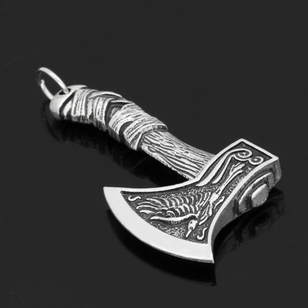 Men's Viking Celtic Wolf Crow Axe Pendant Rune Necklace Charm Nordic Amulet Jewelry