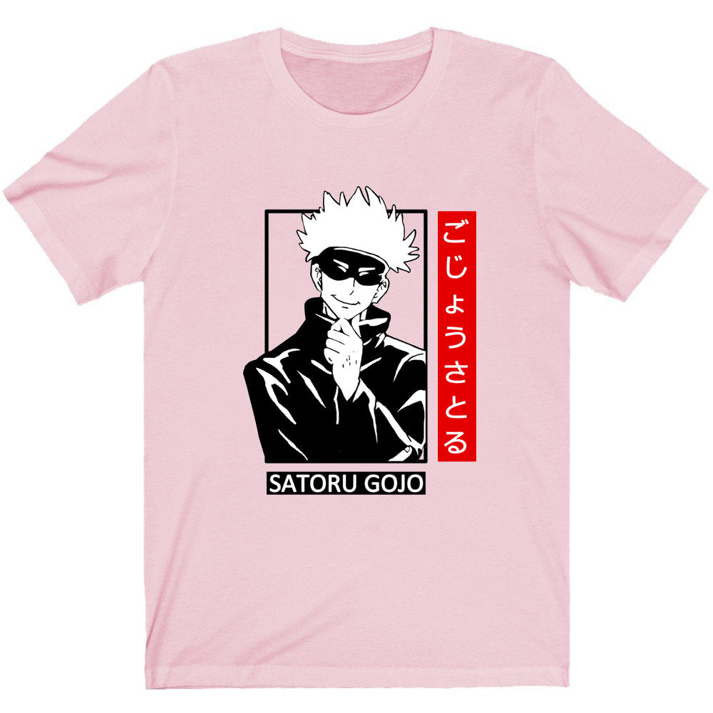Jujutsu Kaisen Gojo Satoru Printed Black Short Sleeve T-Shirt