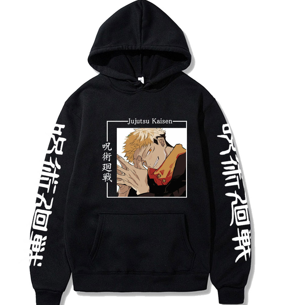 Jujutsu Kaisen Itadori Yuji Print Loose Hooded Sweatshirt