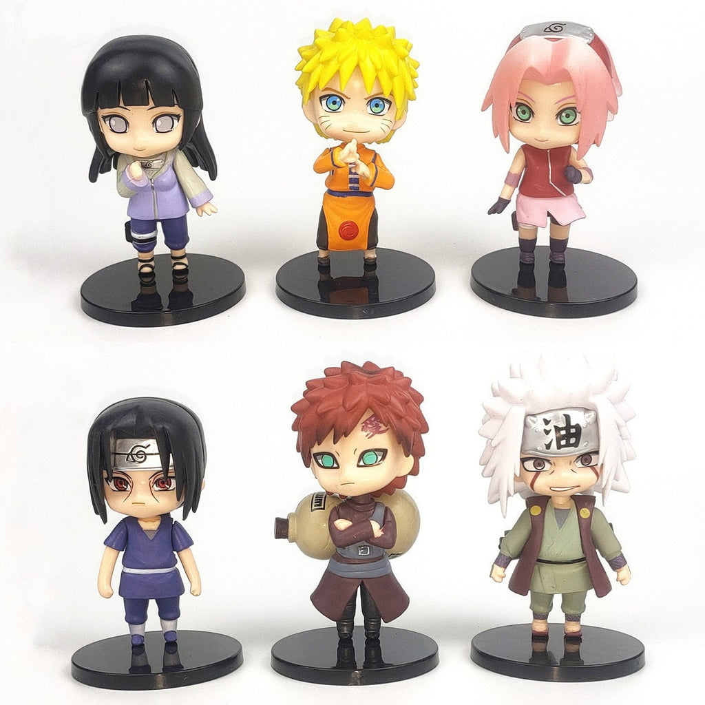 6 Naruto figurines, Naruto Sasuke Itachi, I Love Rokakashi Doll Cake Decorative Toys