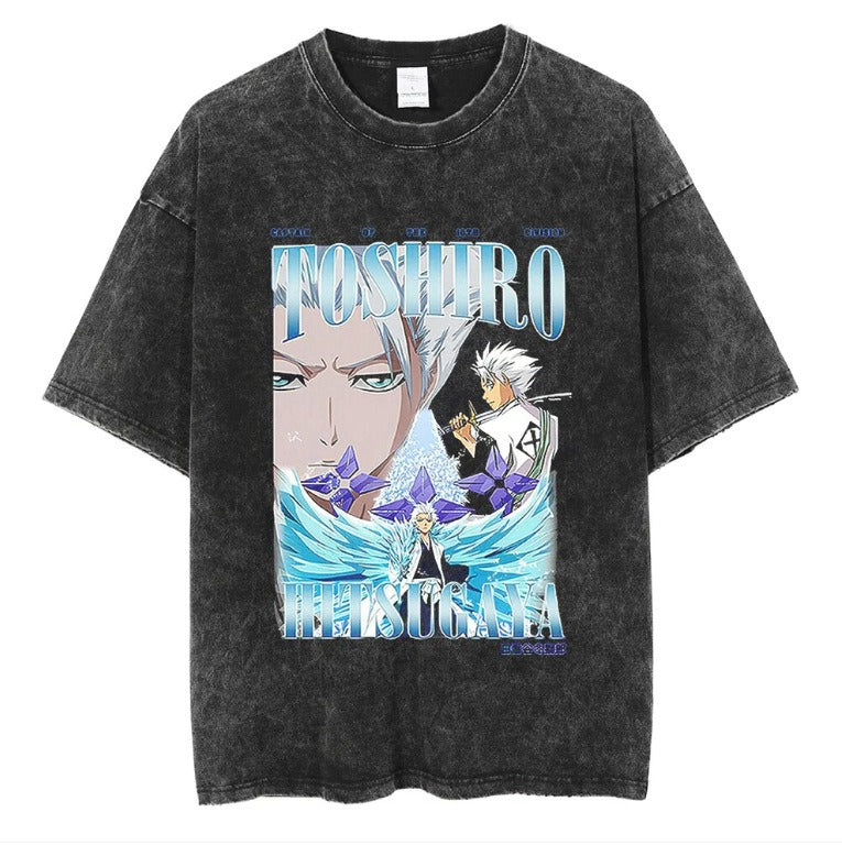 Naruto Japanese Anime Cartoon Oversize High Street Vintage Washed Wax Dyed Direct Spray Printed T-shirt