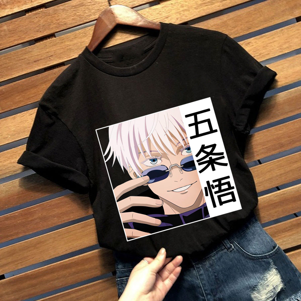 Jujutsu Kaisen Gojo Satoru Printed Black Short Sleeve T-Shirt