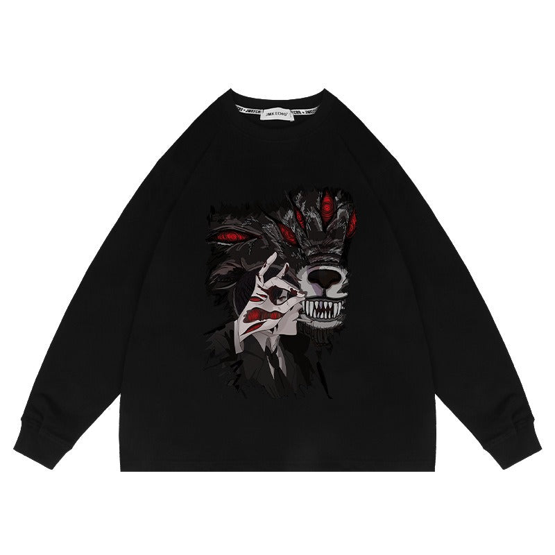Chainsaw Man Anime Washed Old Sweater Electric Oversize Magima American High Street Cartoon Top