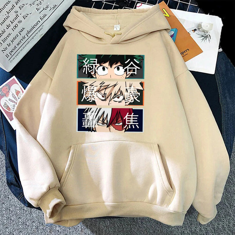 Anime My Hero Academia Bakugo Katsuki Printed Hooded Sweatshirt Unisex Long Sleeve Casual Jacket