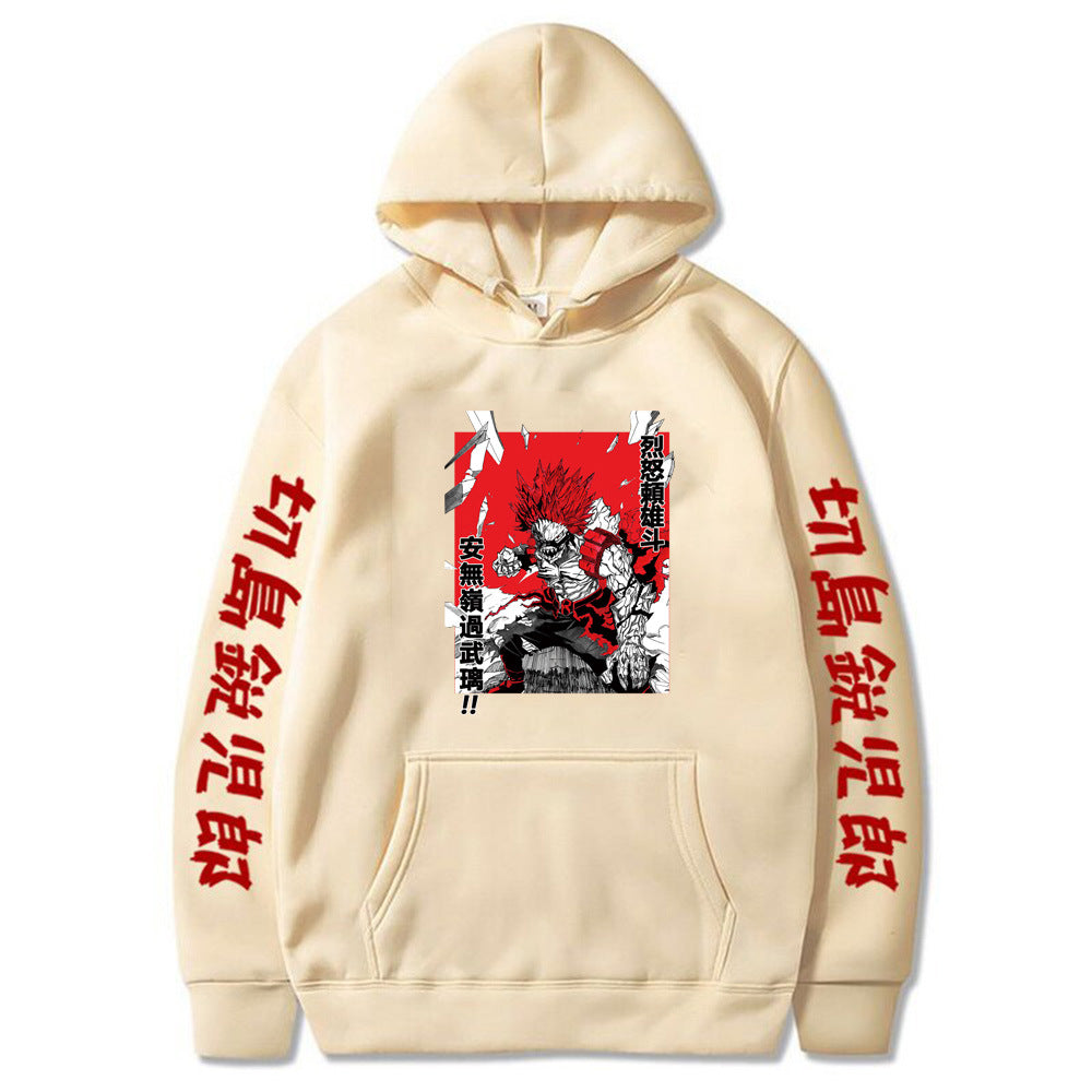 Kirishima Eijir Red Riot My Hero Academia Printed Hoodie Sweatshirt