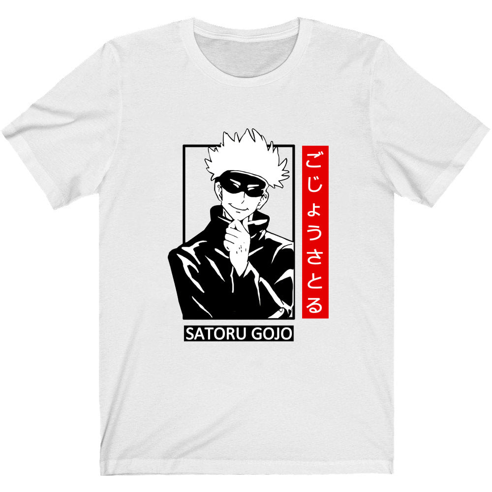 Jujutsu Kaisen Gojo Satoru Printed Black Short Sleeve T-Shirt