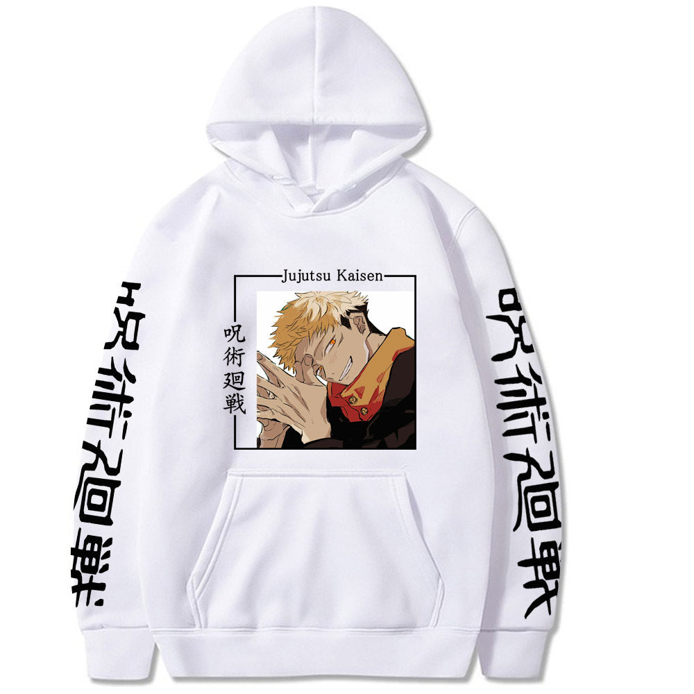 Jujutsu Kaisen Itadori Yuji Print Loose Hooded Sweatshirt