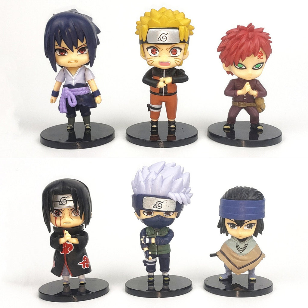 6 Naruto figurines, Naruto Sasuke Itachi, I Love Rokakashi Doll Cake Decorative Toys