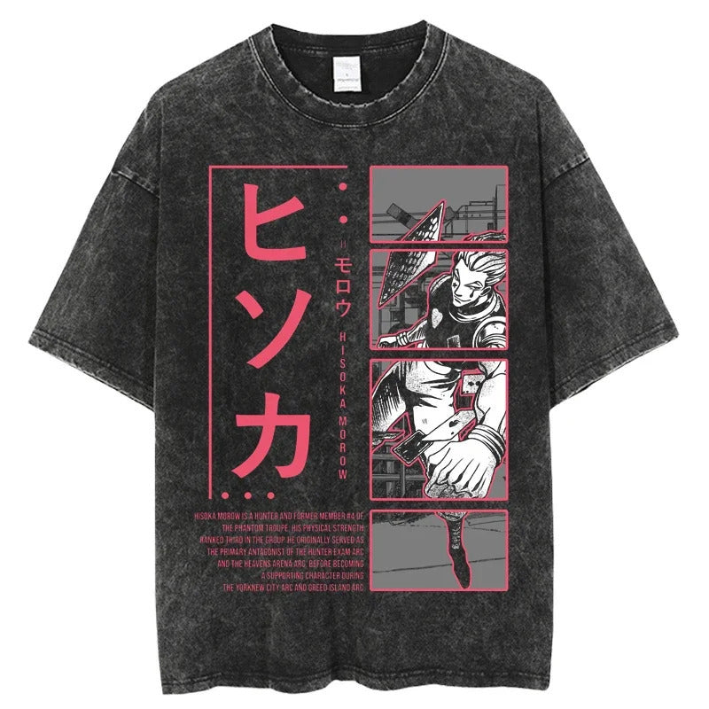 Anime Hunter x Hunter Printed T-Shirt Summer Cotton Washed Vintage Short Sleeve Top