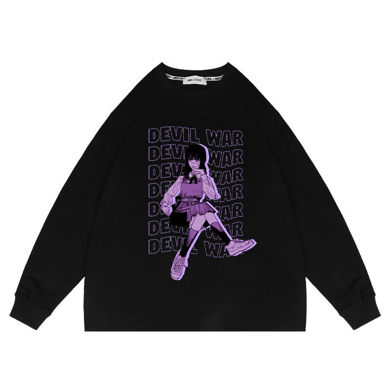 Chainsaw Man Anime Washed Old Sweater Electric Oversize Magima American High Street Cartoon Top