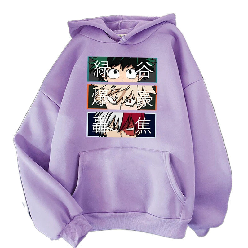 Anime My Hero Academia Bakugo Katsuki Printed Hooded Sweatshirt Unisex Long Sleeve Casual Jacket