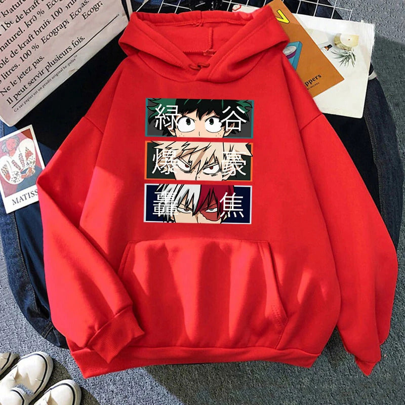 Anime My Hero Academia Bakugo Katsuki Printed Hooded Sweatshirt Unisex Long Sleeve Casual Jacket