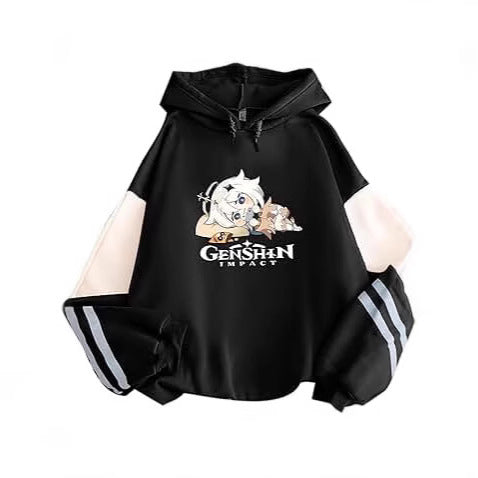 Hooded Sweatshirt with Genshin Impact Print for Men and Women Long Sleeve Casual Jacket Spliced Top