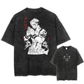 Summer Anime Jujutsu Kaisen Character Pattern Printed T-Shirt Cotton Washed Vintage Short Sleeve
