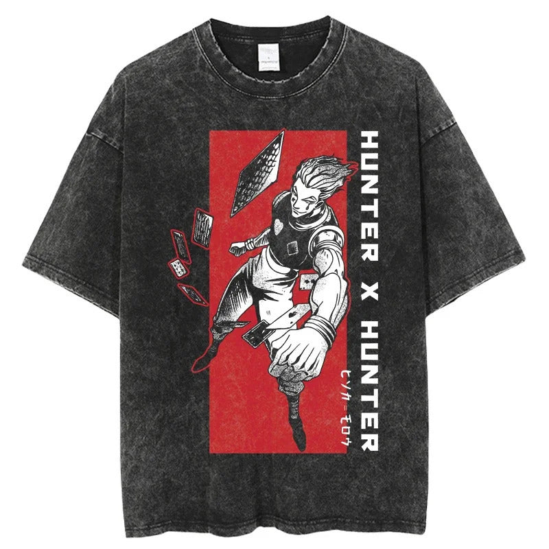 Anime Hunter x Hunter Printed T-Shirt Summer Cotton Washed Vintage Short Sleeve Top
