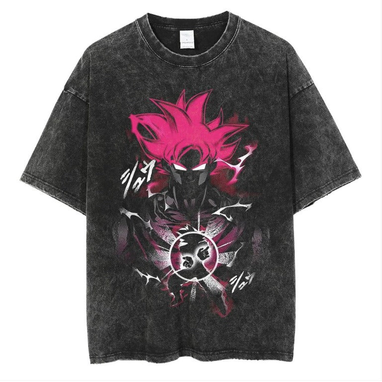 Japanese anime cartoon Dragon Ball oversize high street vintage washed wax dyed direct spray printed short sleeved T-shirt