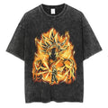 Summer Dragon Ball Anime Pattern Printed T-Shirt Casual Cotton Washed Vintage Short Sleeve Tee