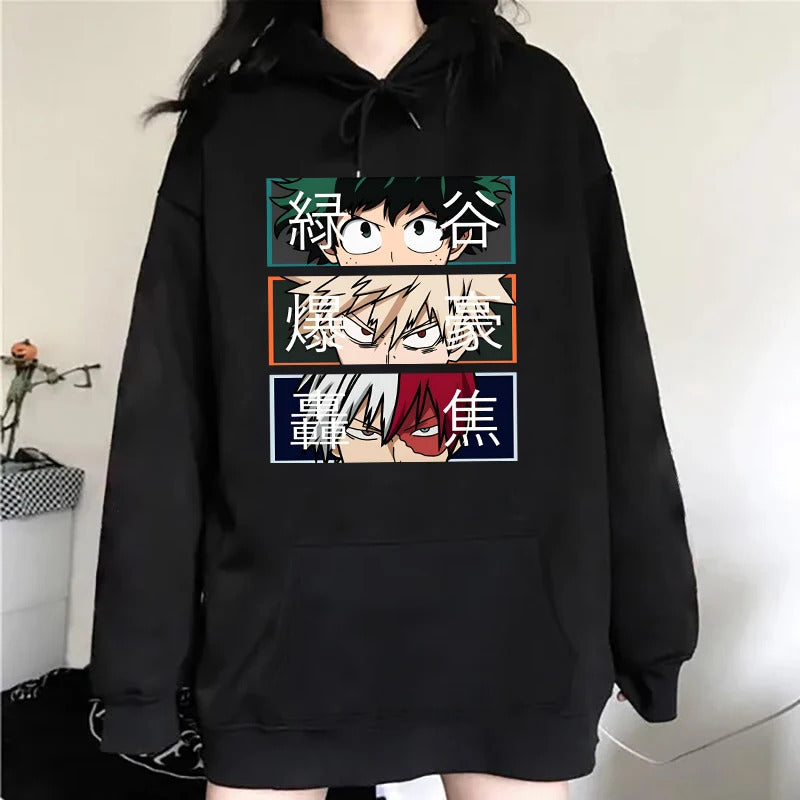 Anime My Hero Academia Bakugo Katsuki Printed Hooded Sweatshirt Unisex Long Sleeve Casual Jacket