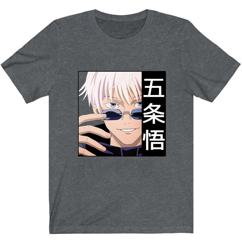 Jujutsu Kaisen Gojo Satoru Printed Black Short Sleeve T-Shirt