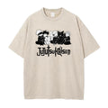 Jujutsu Kaisen Anime Print T-Shirt Summer Cotton Washed Top Vintage Distressed Short Sleeve