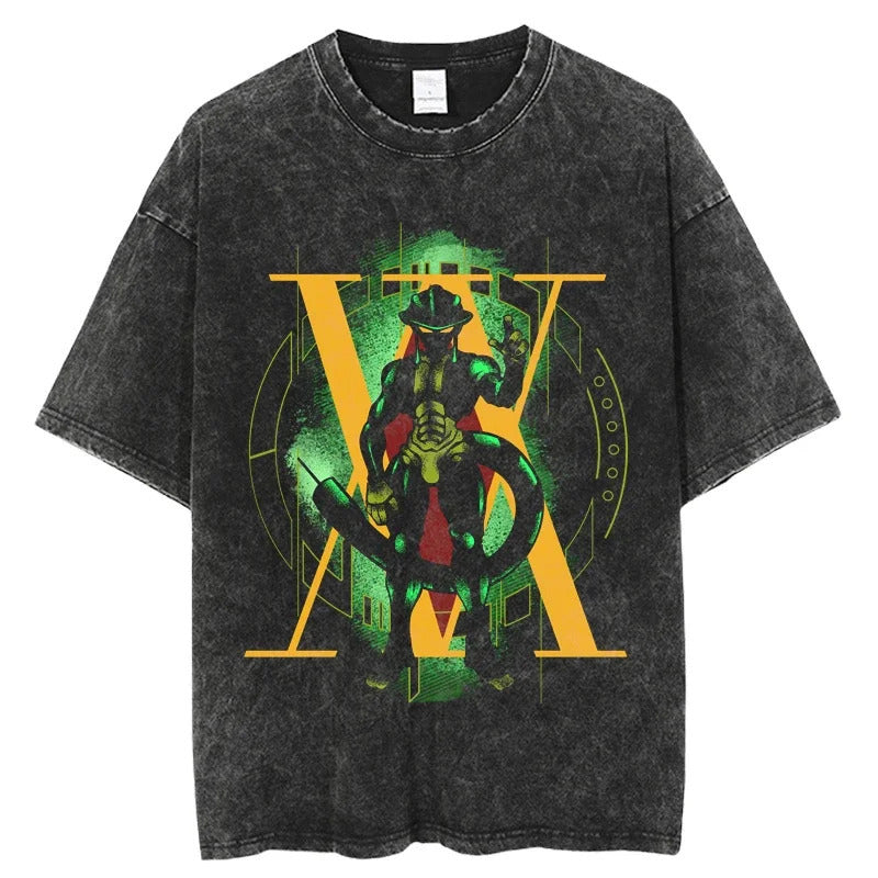 Anime Hunter x Hunter Printed T-Shirt Summer Cotton Washed Vintage Short Sleeve Top