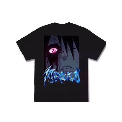 INS Diablo Naruto Uchibo with Earth Anime Print Loose Short sleeved T-shirt for Men and Women Short sleeved Couple