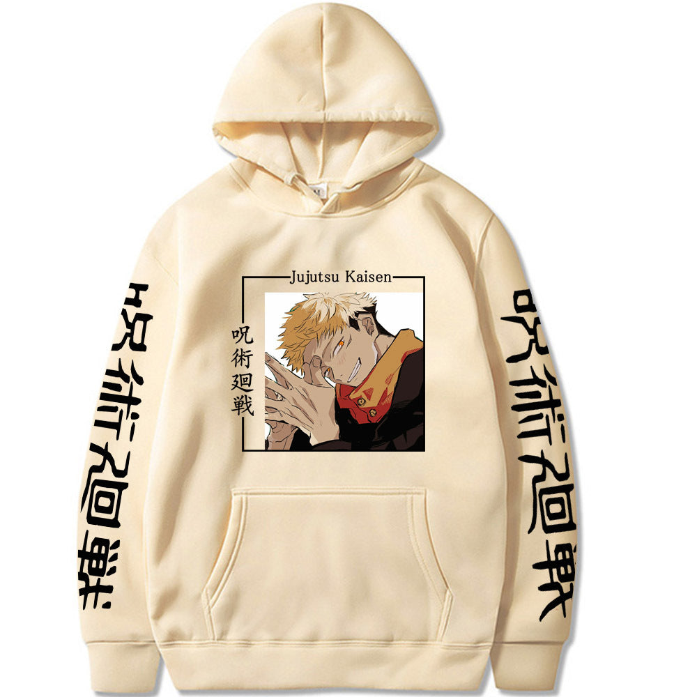 Jujutsu Kaisen Itadori Yuji Print Loose Hooded Sweatshirt