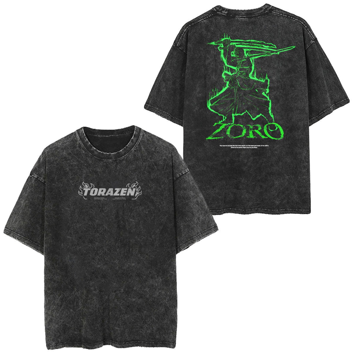 Japanese classic Naruto anime oversize high street vintage water washed wax dyed short sleeved T-shirt