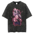 Summer Dragon Ball Anime Vegeta Pattern Printed T-Shirt Summer Cotton Washed Vintage Short Sleeve