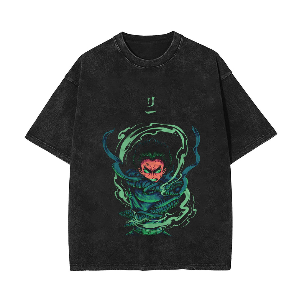 New summer anime Naruto Sasuke European and American washed vintage short sleeved T-shirt