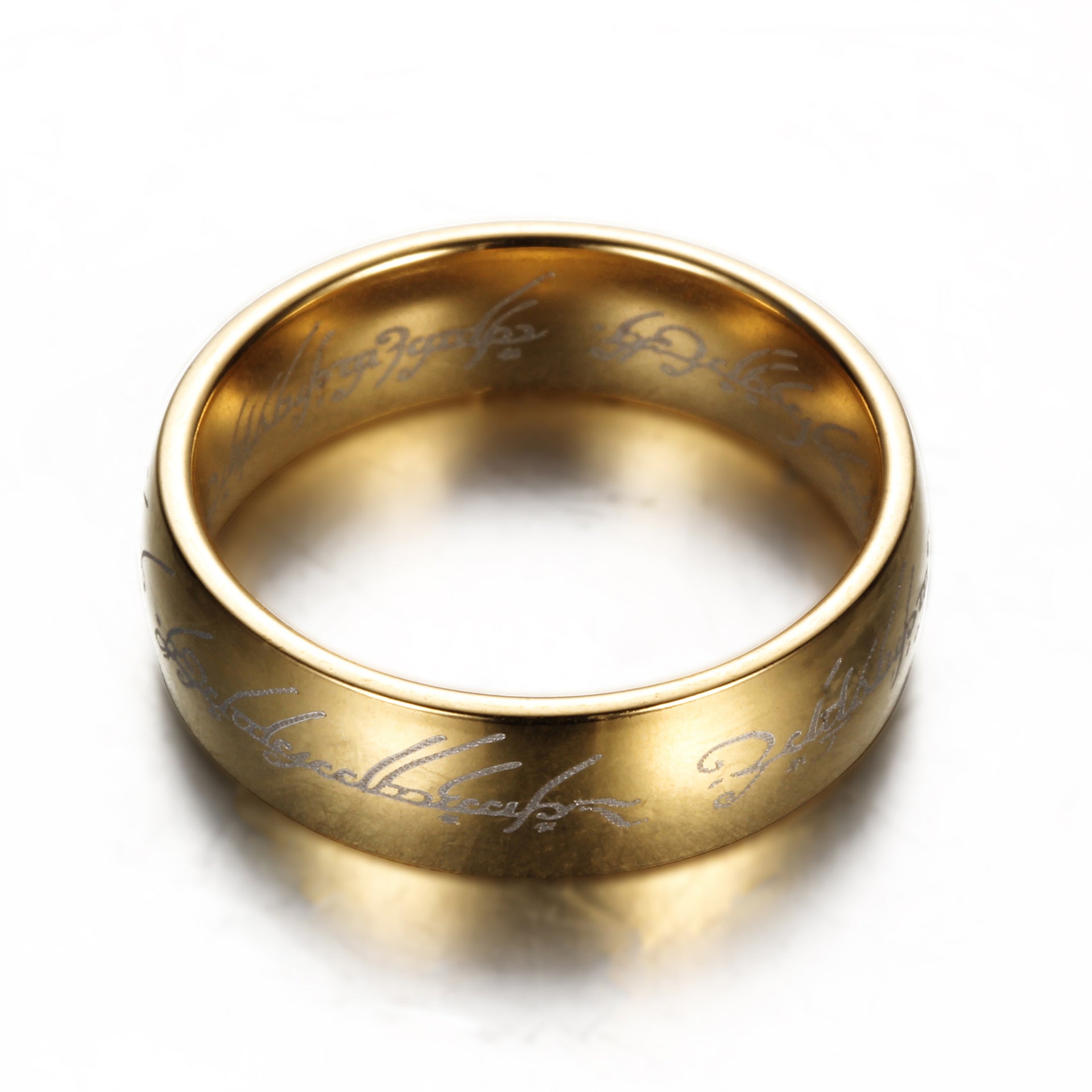 European and American movie peripheral laser Arabic font ring The Lord of the Rings stainless steel 6MM ring personality