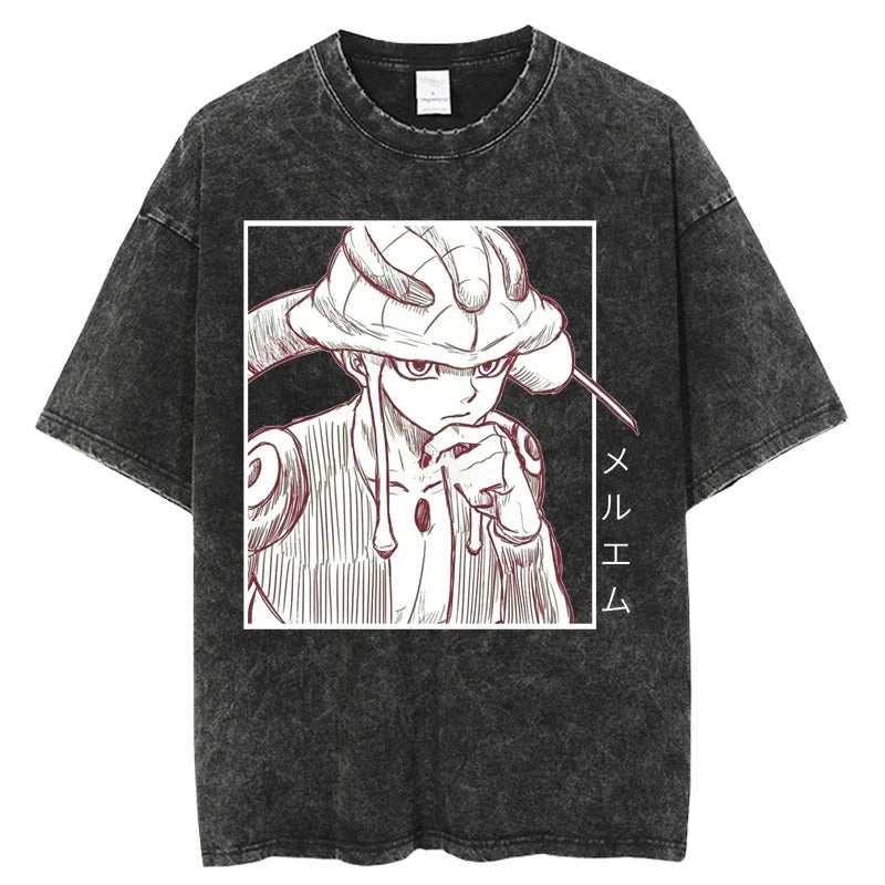 Anime Hunter x Hunter Printed T-Shirt Summer Cotton Washed Vintage Short Sleeve Top