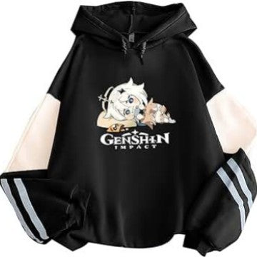 Hooded Sweatshirt with Genshin Impact Print for Men and Women Long Sleeve Casual Jacket Spliced Top